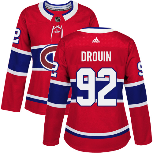 Adidas Montreal Canadiens 92 Jonathan Drouin Red Home Authentic Women Stitched NHL Jersey